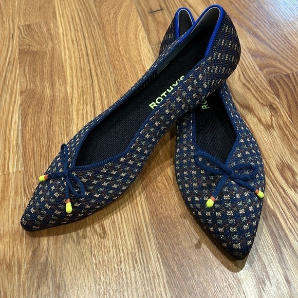 Rothy's The Bow Point Evening Metallic Knit Fabric Ballet Flats Women’s 8.5 - Picture 9 of 9